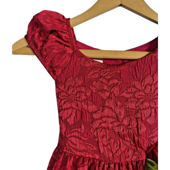 Laura Ashley London Dress Girls Size 6 Red Formal Petticoat Floral Tea Party - Picture 3 of 12